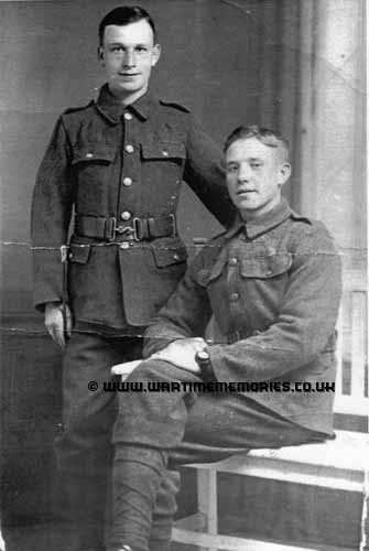 Willian Godfrey (standing) with George Thomas, both 23rd Btn. Middlesex Regiment.